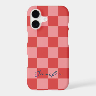 Pink and Red Check Pattern Playful Customizable