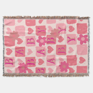 Pink and red chequered Baby Throw Blanket