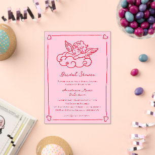 Pink and Red Cherub Whimsical Bridal Shower Acrylic Invitations