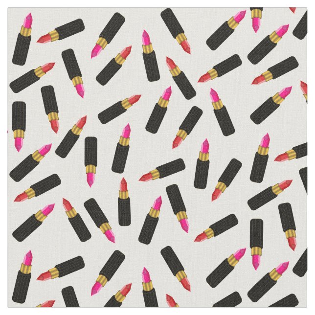 Pink and Red Chic and Sultry Lipstick Pattern Fabric (Close Up)