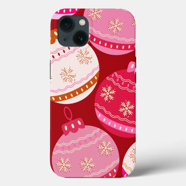 Pink And Red Christmas Baubles Case-Mate iPhone Case (Back)