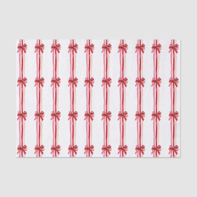 Pink and Red Christmas Bows Tissue Paper (Front)