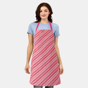 Pink and Red Christmas Candy Cane Stripes  Apron