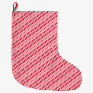 Pink and Red Christmas Candy Cane Stripes  Large Christmas Stocking