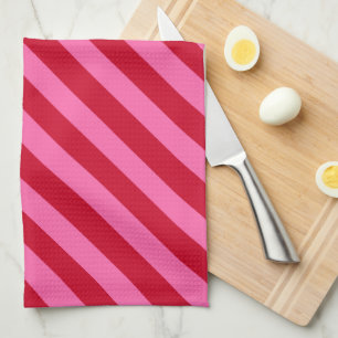 Pink and Red Christmas Peppermint Stripes Kitchen Towel