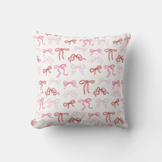 Pink and red coquette bow pattern pillow