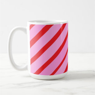 Pink and Red Diagonal Stripes  Coffee Mug