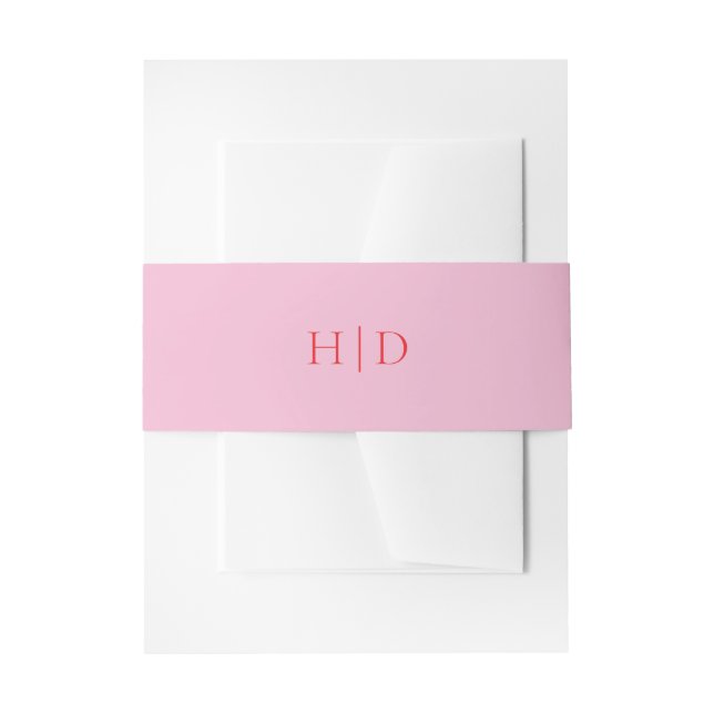 Pink and Red Elegant Classic Wedding Invitation Belly Band (Front Example)