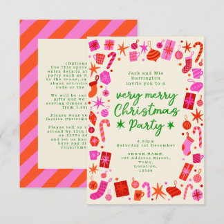 Pink and Red Festive Christmas Party invite