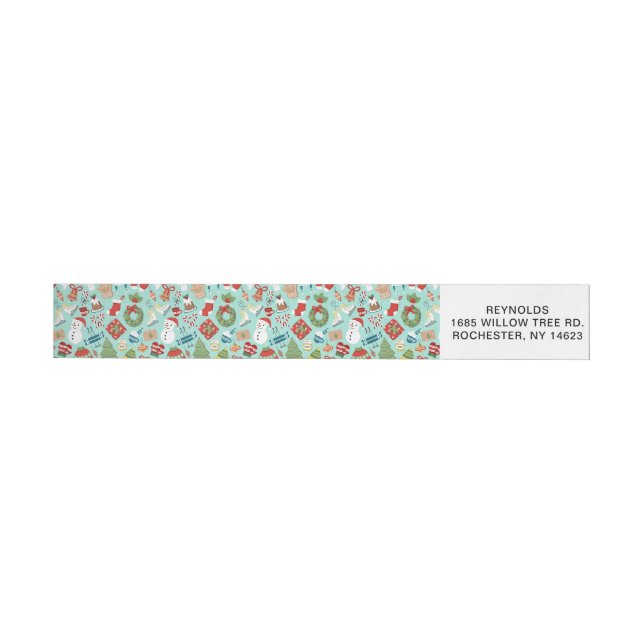 Pink and Red Festive Holiday Christmas  Wrap Around Label (Individual)