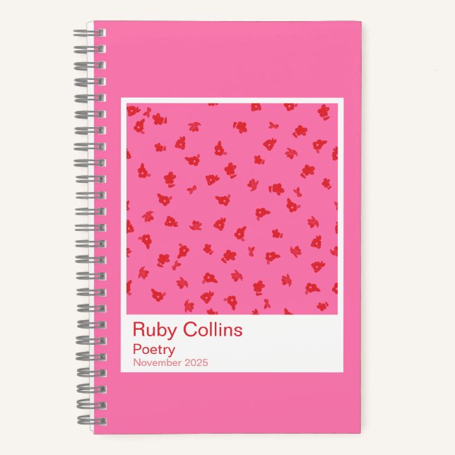 Pink and Red Floral Aesthetic Notebook (Front)