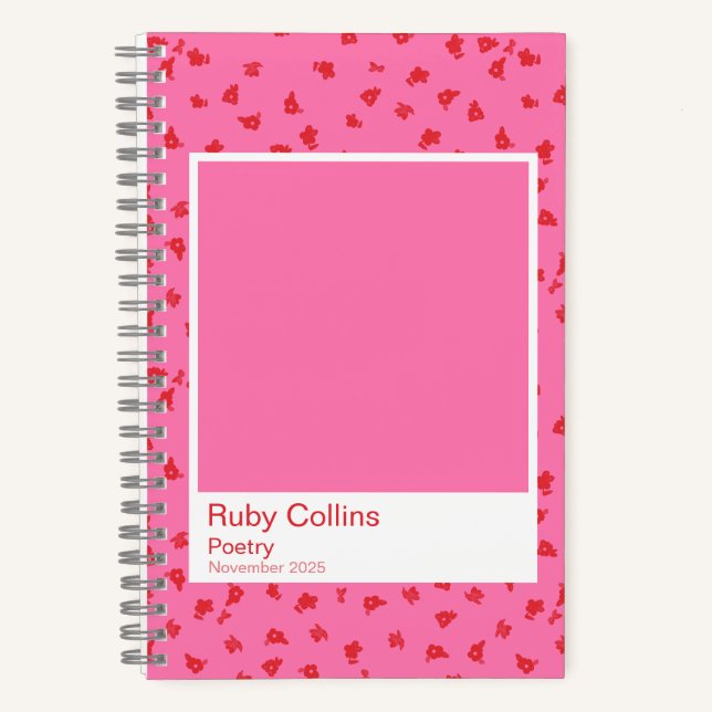 Pink and Red Floral Aesthetic Notebook (Front)