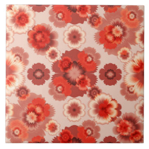 Pink and Red Flower Pattern Tile