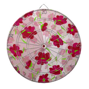 Pink and Red Flowers - Floral Dartboard