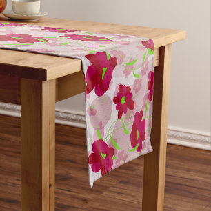 Pink and Red Flowers - Floral Medium Table Runner