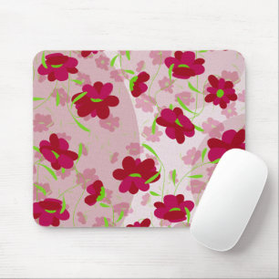 Pink and Red Flowers - Floral Mouse Pad