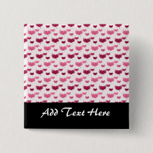 Pink and Red Flying Hearts 2 Inch Square Button