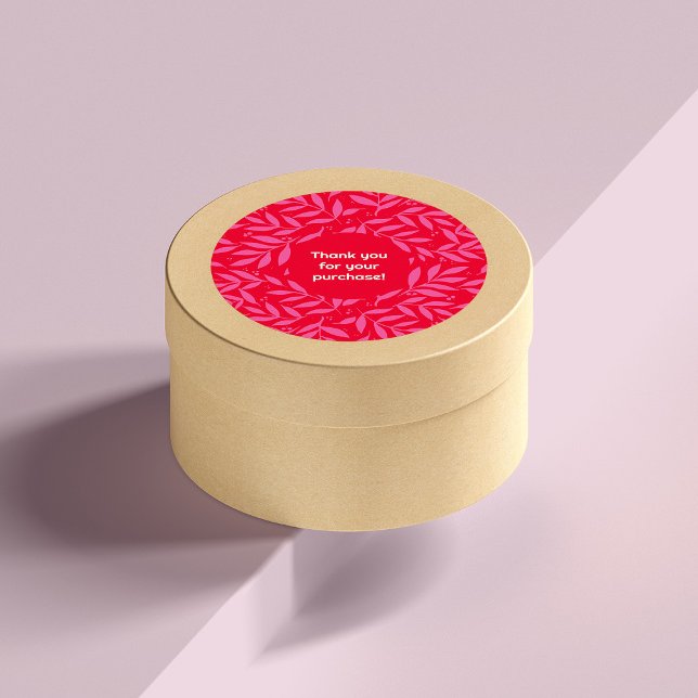 Pink and red foliage Thank you Classic Round Sticker (Creator Uploaded)