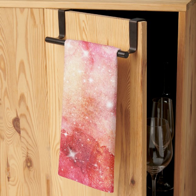 Pink And Red Galaxy Pattern Kitchen Towel (Thirds Fold)