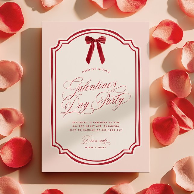 Pink and Red Galentine's Day Party Invitation (Creator Uploaded)