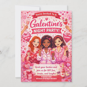 Pink and Red Galentine's Night Party Invitation