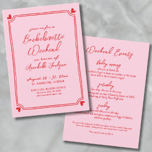 Pink And Red Girls Weekend Bachelorette Invitation