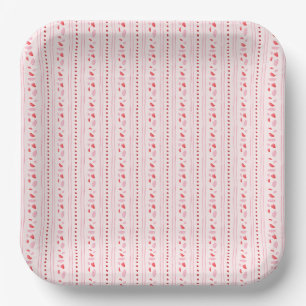 Pink and Red Girly Valentine's Party Paper Plate