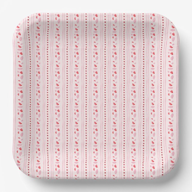 Pink and Red Girly Valentine's Party Paper Plate (Front)