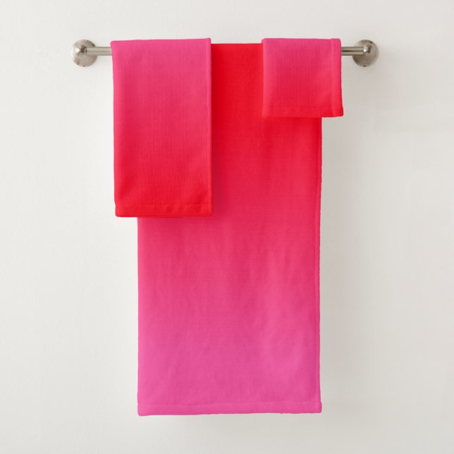 Pink and Red Gradient Bath Towel Set (Insitu)