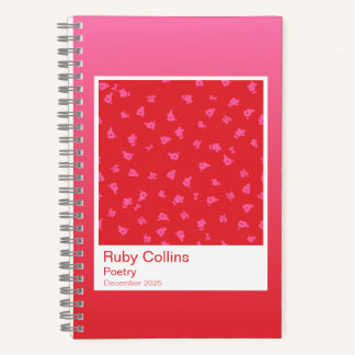 Pink and Red Gradient Floral Aesthetic Notebook