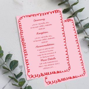 Pink and Red hand drawn heart Whimsical Wedding  Invitation