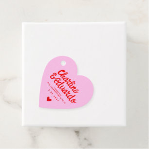 Pink and Red  Handwriting Retro Wedding Thank you Favour Tags