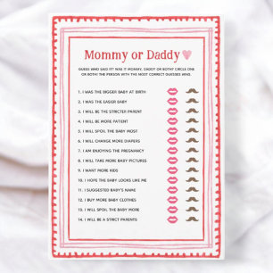 Pink and Red Heart Mommy Or Daddy Game Invitation