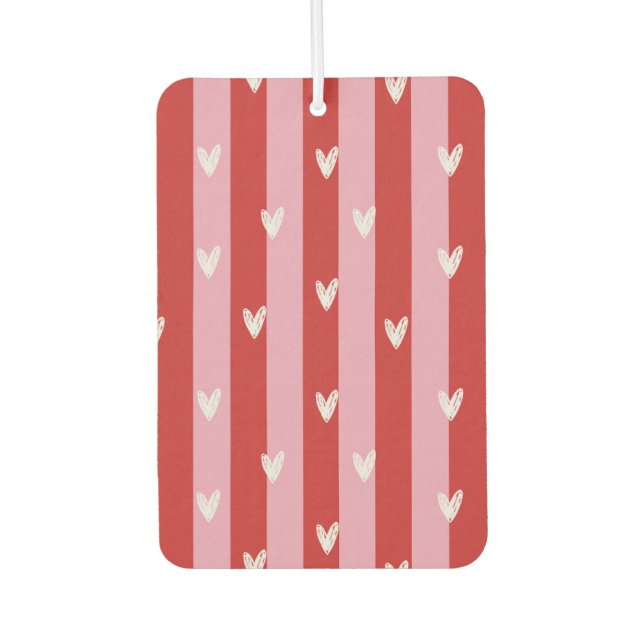 Pink and red, heart striped  air freshener (Front)