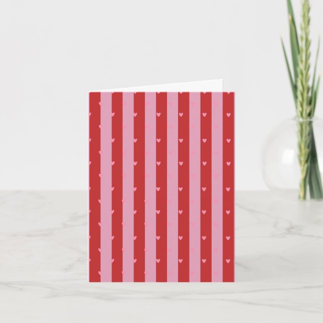 Pink and red, heart striped card (Front)