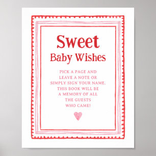 Pink and Red Heart Sweet Baby Wishes Sign