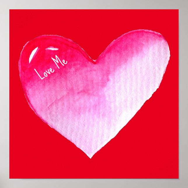 Pink and red heart watercolor pop art valentine poster (Front)