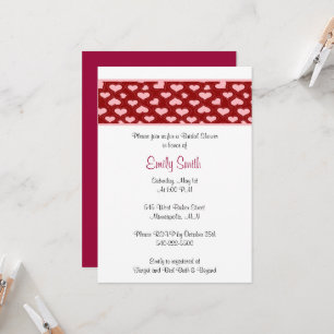 Pink and Red Hearts Bridal Shower Invitation