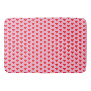 Pink and Red Hearts Pattern Bath Mat