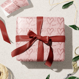 Pink and Red Hearts Pattern Valentine's Day Wrapping Paper