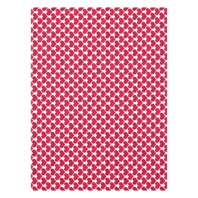 pink and red hearts tiled pattern tablecloth (Front)
