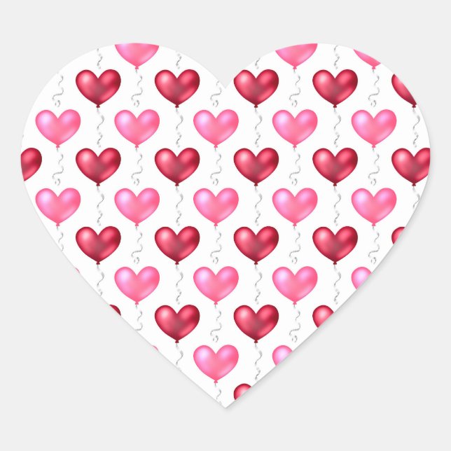 Pink and Red Hearts Valentine's Day Love  Heart Sticker (Front)