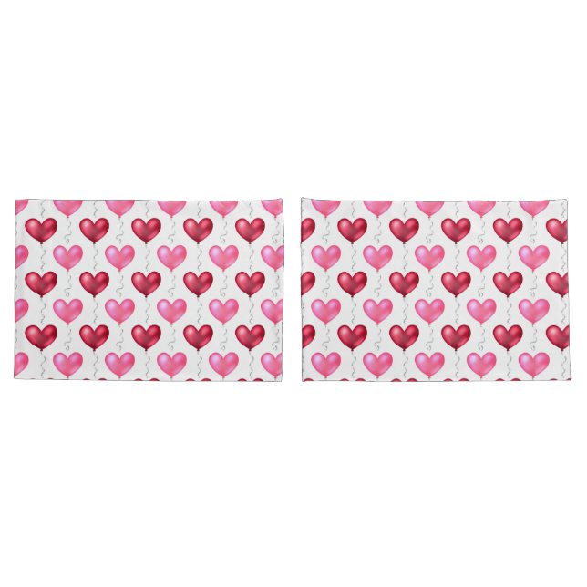 Pink and Red Hearts Valentine's Day Love  Pillowcase (Back-Set)