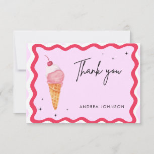 Pink and Red Ice Cream Thank You Bridal Shower Card