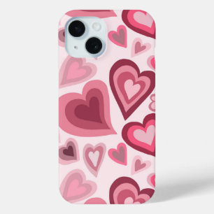 Pink and Red Layered Heart Pattern iPhone 15 Case