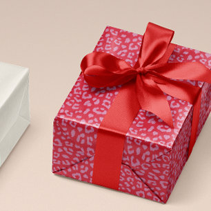 Pink and Red Leopard Print Pattern Wrapping Paper