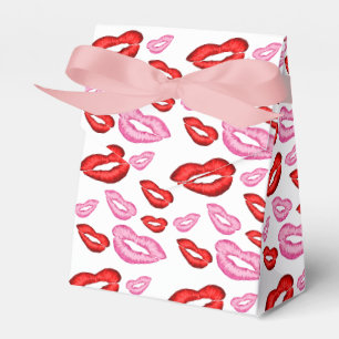 Pink and red lipstick prints favor box