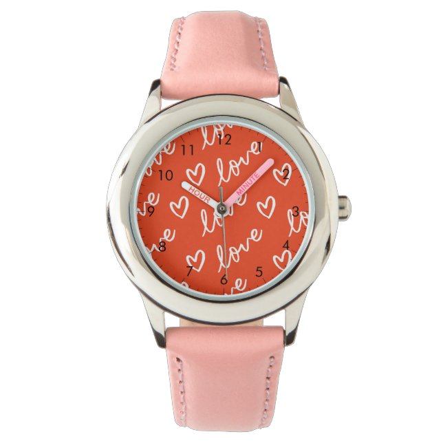 Pink and Red Love & hearts Watch (Front)
