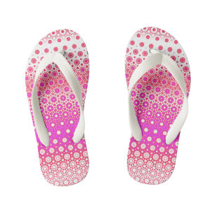 Pink and Red Mosaic Kid's Flip Flops