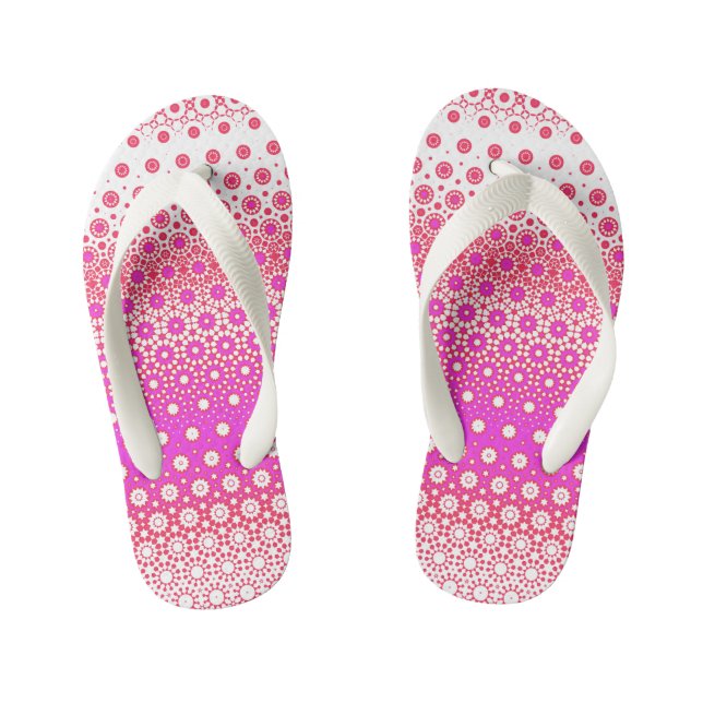 Pink and Red Mosaic Kid's Flip Flops (Footbed)